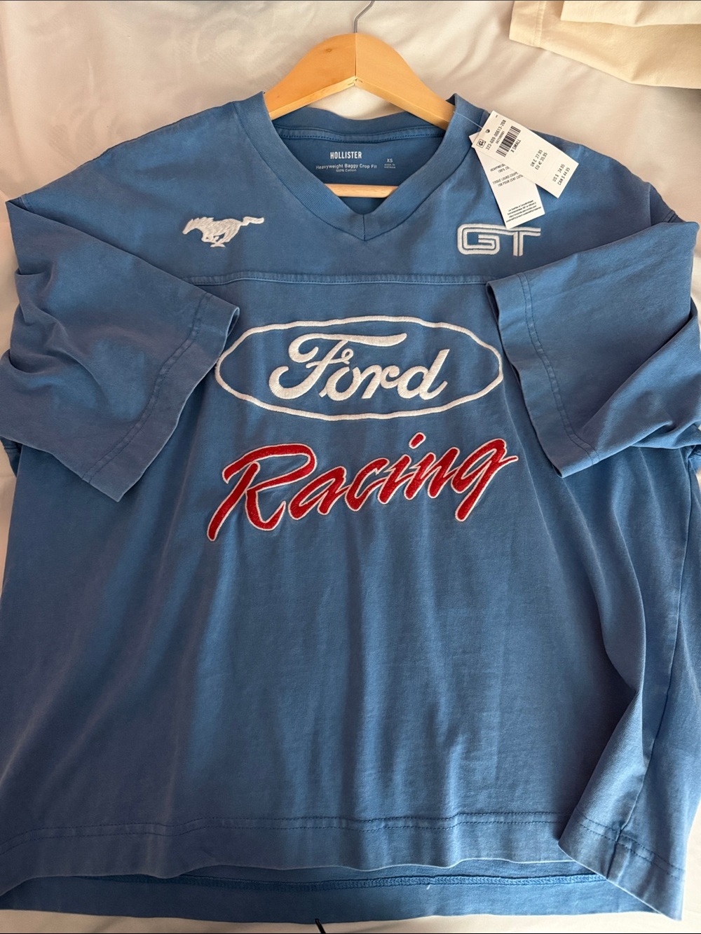 Hollister Blue Ford Racing Graphic Heavyweight Baggy Crop Fit xs Brand new